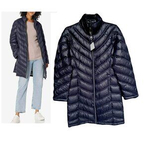 ⭐Women Coat Sz XS Calvin Klein Navy Packable Lightweight Premium Down blend Coat